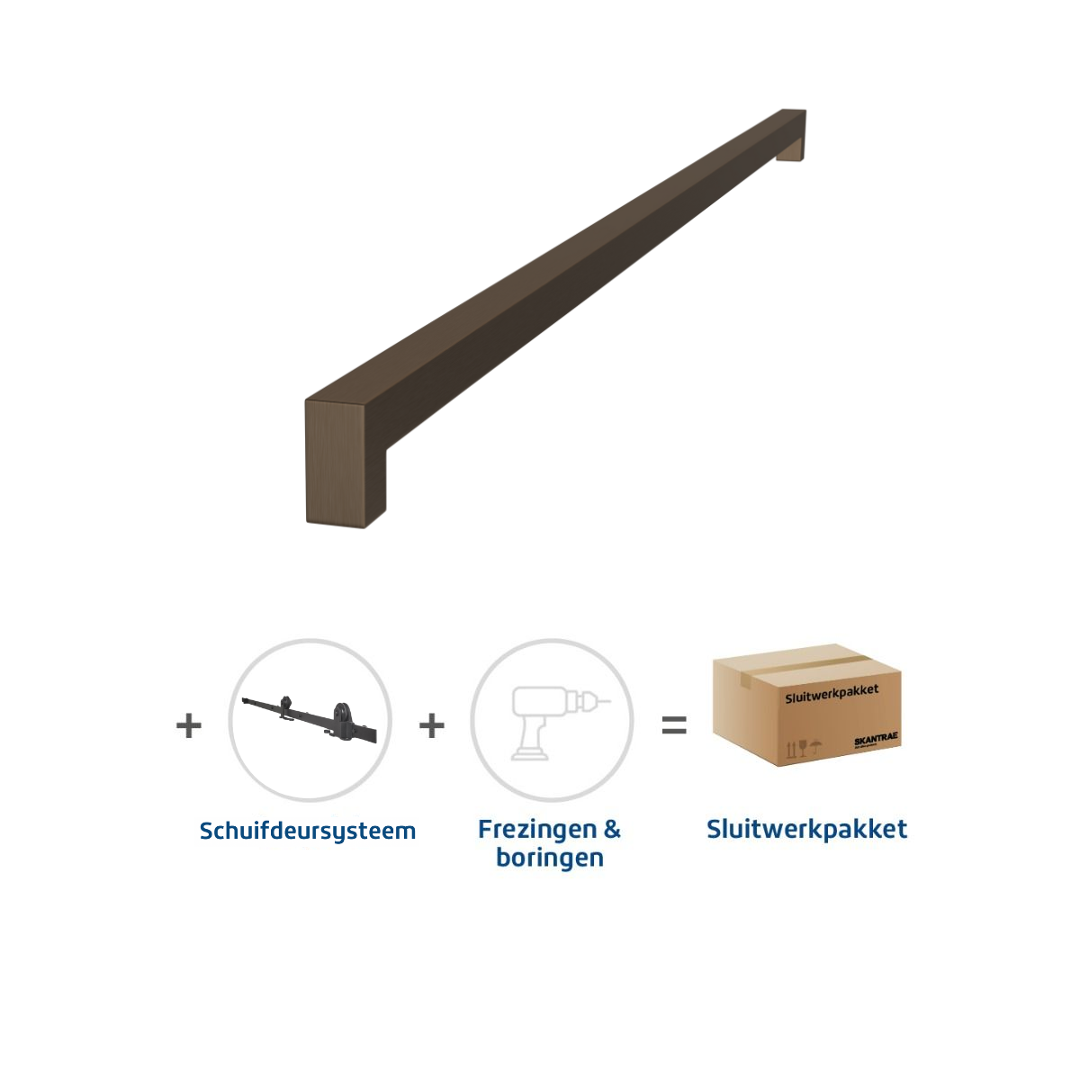 Sluitwerkpakketten met Deurgreep 16x800 Squared Brons